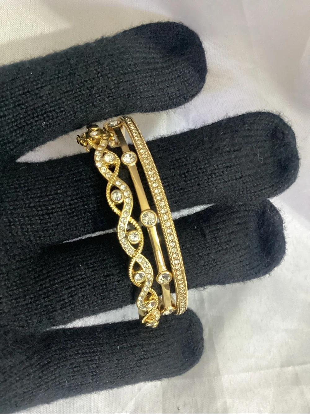 Gold Crystal Bangle Bracelet Set - Brand